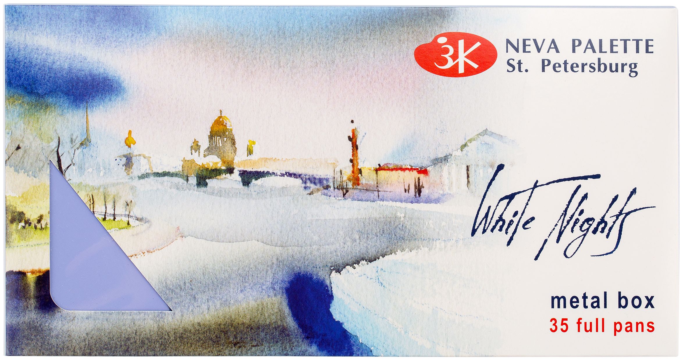 Παλέτα ακουαρέλας Nevskaya Leningrad White nights - 35 χρώματα, μεταλλικό κουτί