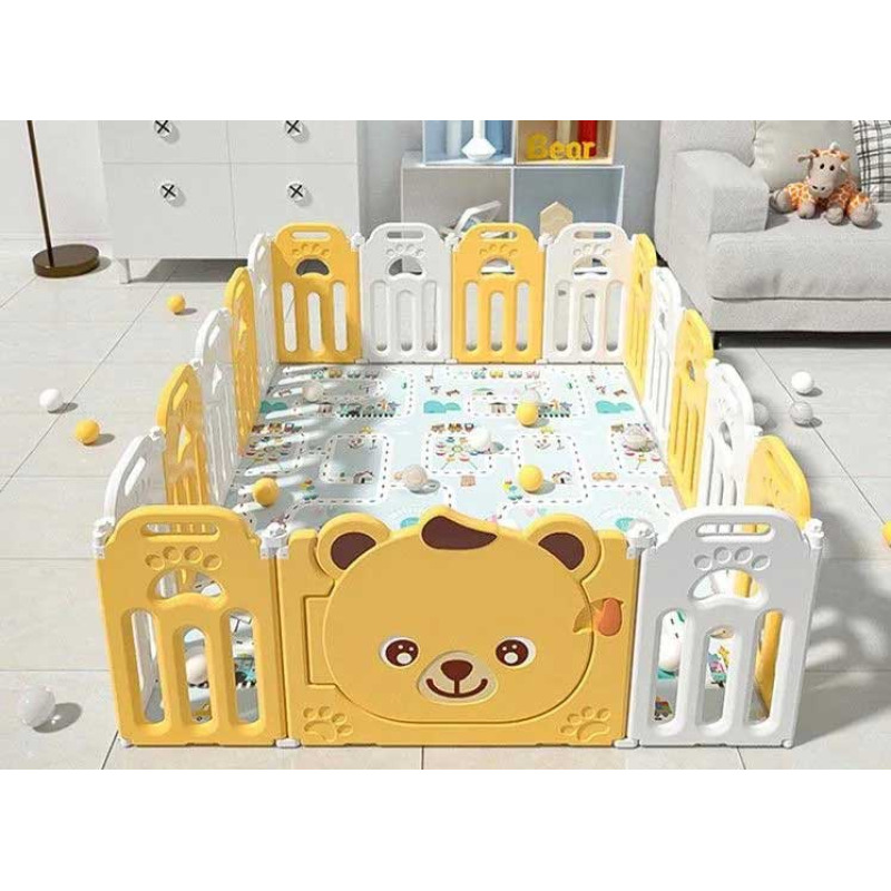 Παιδικό περίφραγμα Feelkids - Αρκουδάκι, 163 x 243 x 66 cm, κίτρινο