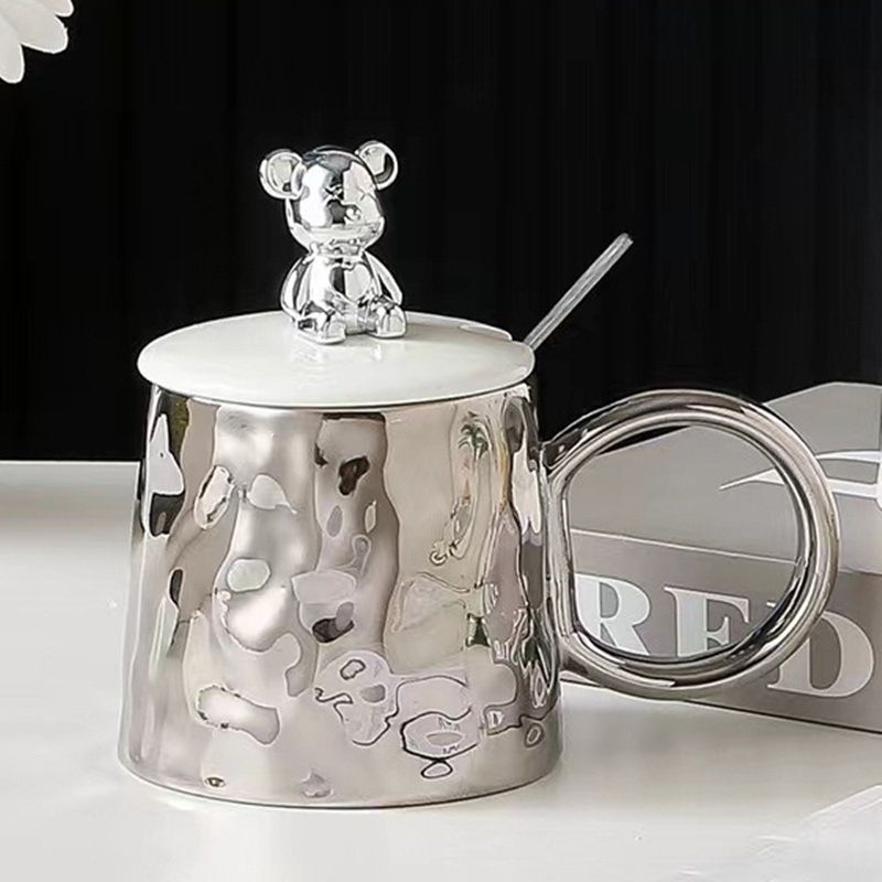 Κούπα με καπάκι Morello - Bear, με κουτάλι, 300 ml, Silver