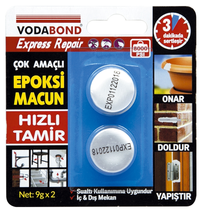 Εποξειδική κόλλα δύο συστατικών Vodabond - Πλαστελίνη, 2 x 9 g