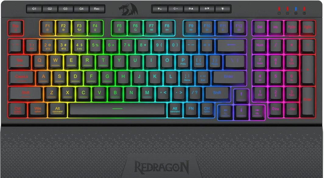 Πληκτρολόγιο gaming Redragon - Shiva Pro 98, ασύρματο, RGB, μαύρο