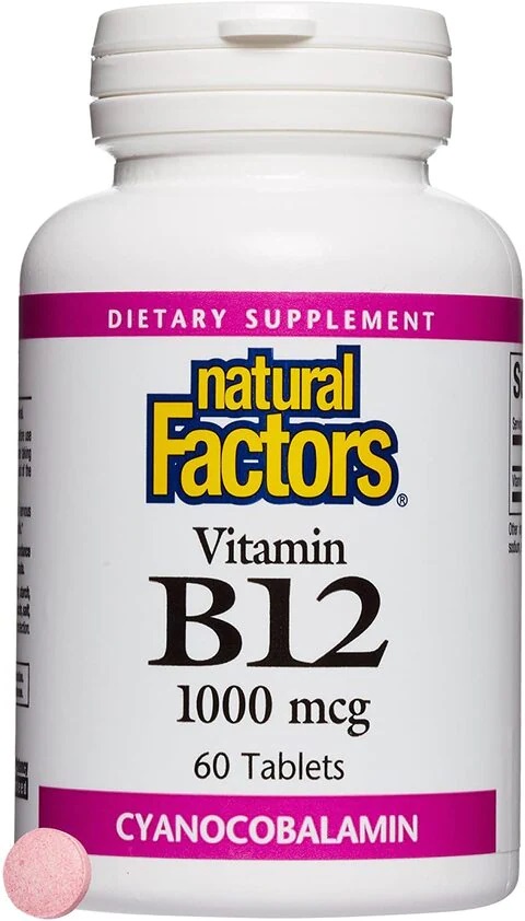 Vitamin B12 Cyanocobalamin, 1000 mcg, 60 δισκία, Natural Factors