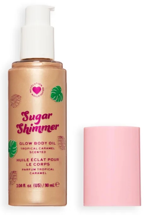 I Heart Revolution Φωτεινό λάδι σώματος Tropical Caramel Glow, Sugar Shimmer Gold, 90 ml