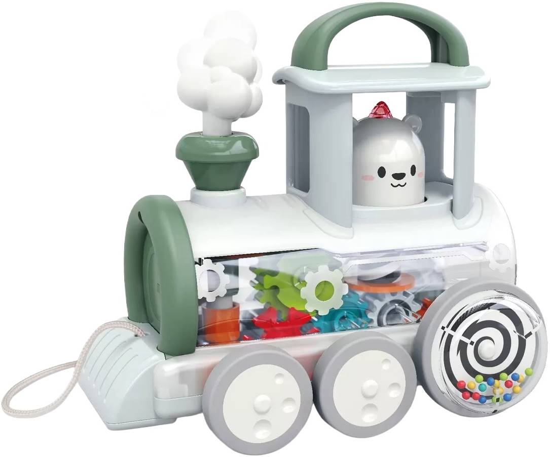 Παιχνίδι τραβήγματος Hola Toys - Ατμομηχανή με μηχανισμό ατμού