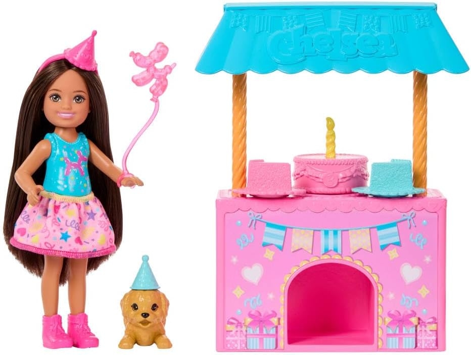 Σετ παιχνιδιού Barbie Club Chelsea - Γενέθλια, με μεταμορφούμενο σπιτάκι και 12 αξεσουάρ