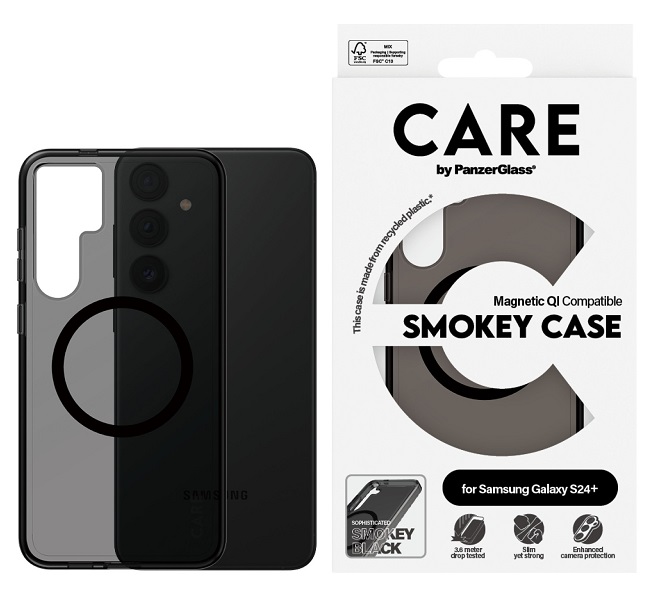Θήκη CARE - Smokey, Galaxy S24 Plus, Qi, μαύρη
