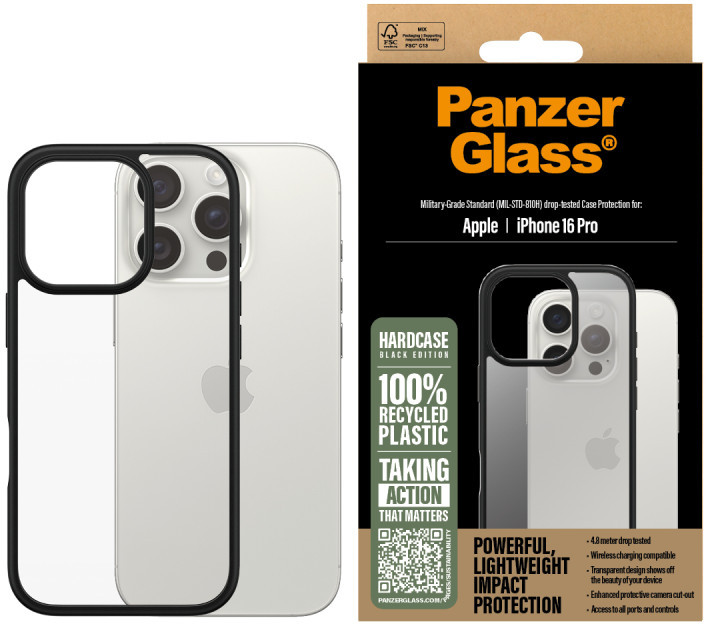Θήκη PanzerGlass - HardCase, iPhone 16 Pro, μαύρο