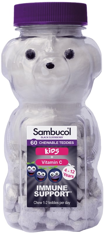 Kids + Vitamin C, 60 δισκία, Sambucol