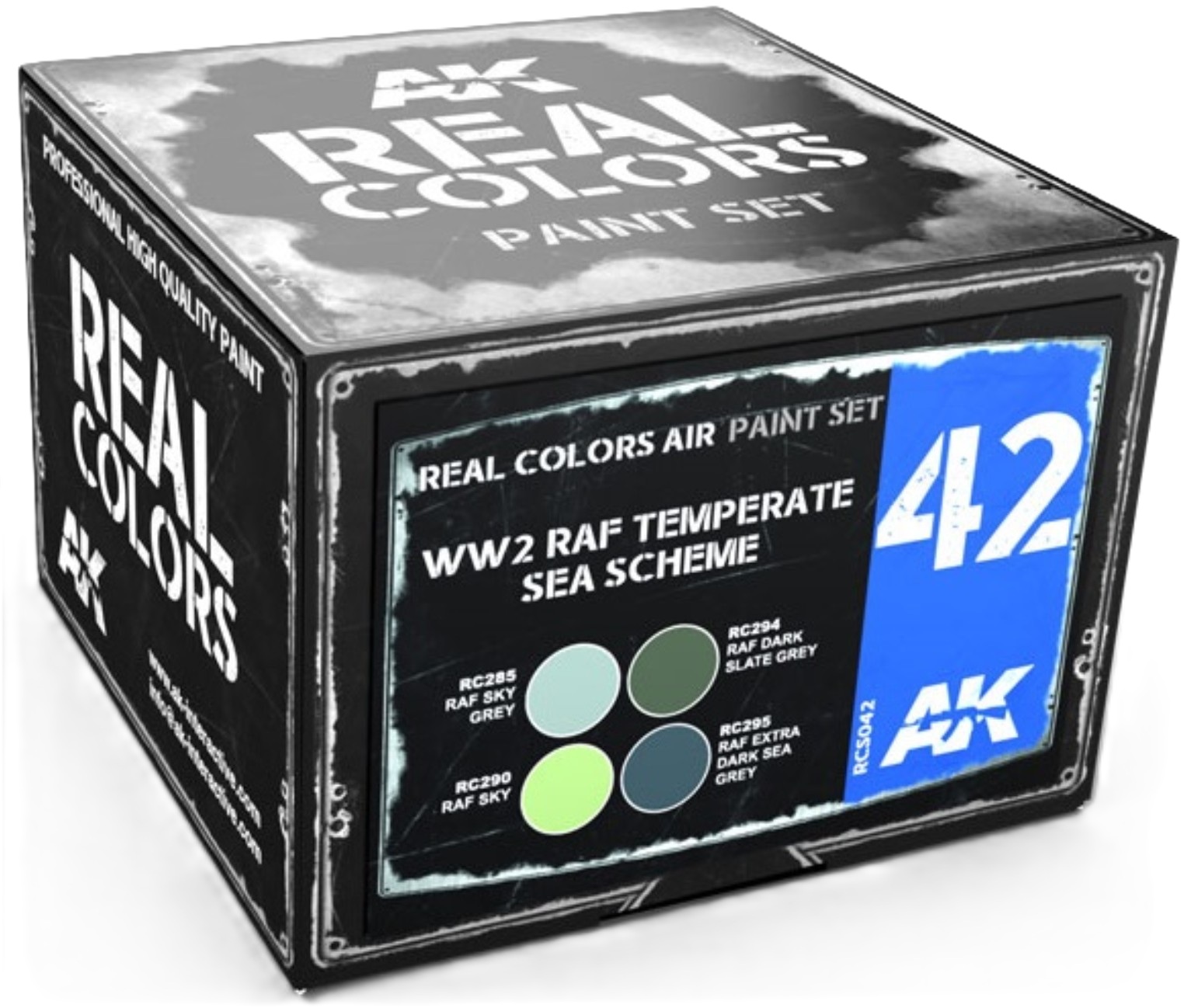 Σετ ακρυλικά βερνίκια αεροπορίας  AK Interactive - WW2 RAF Temperate Sea Scheme Set - Real colors (AKRCS042) (4 x 10 ml)