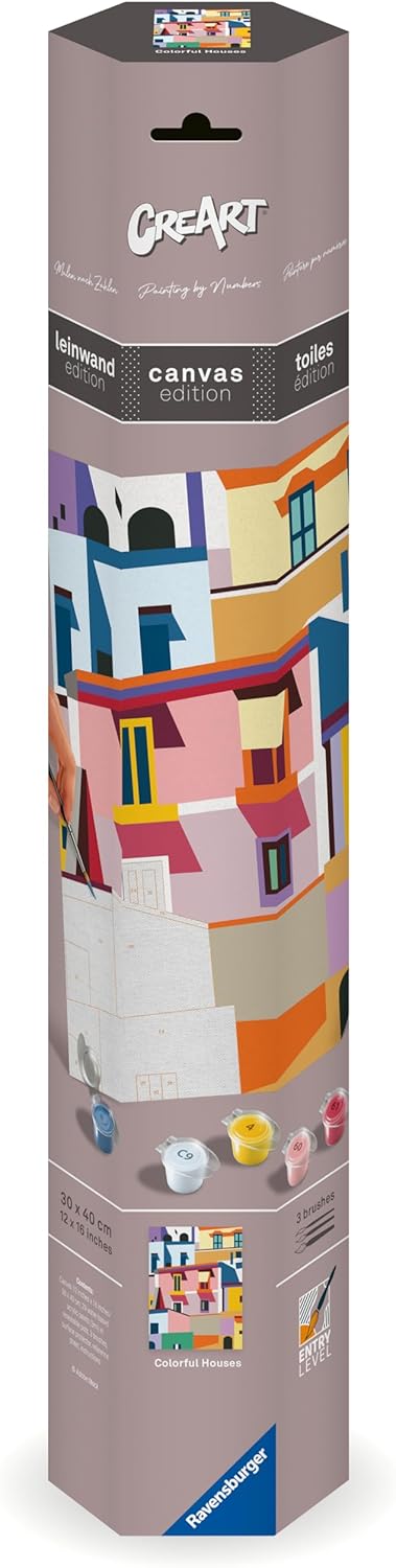 Σετ ζωγραφικής με αριθμούς Ravensburger CreArt - Πολύχρωμα σπίτια