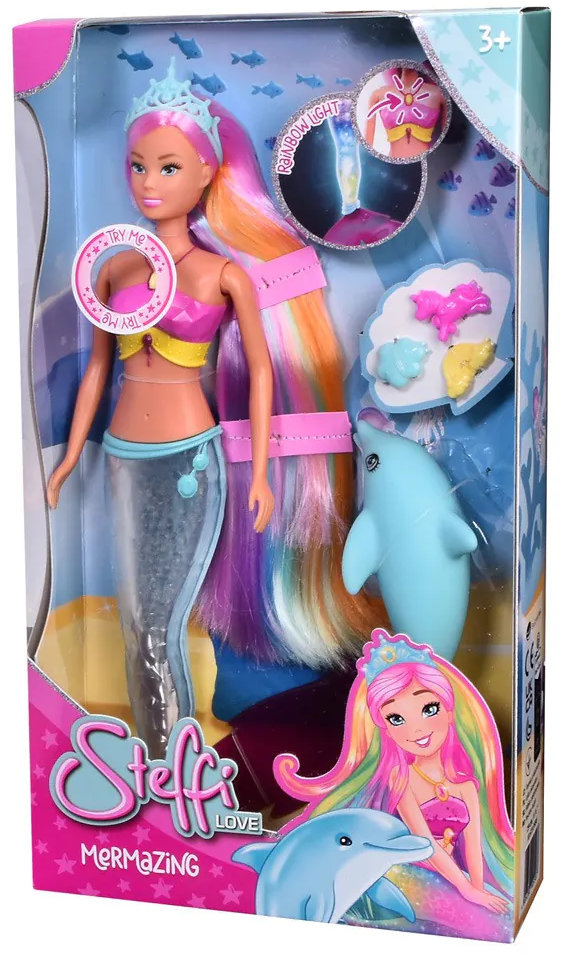 Κούκλα Simba Toys Steffi Love - Γοργόνα με φωτιζόμενη ουρά, 39 cm