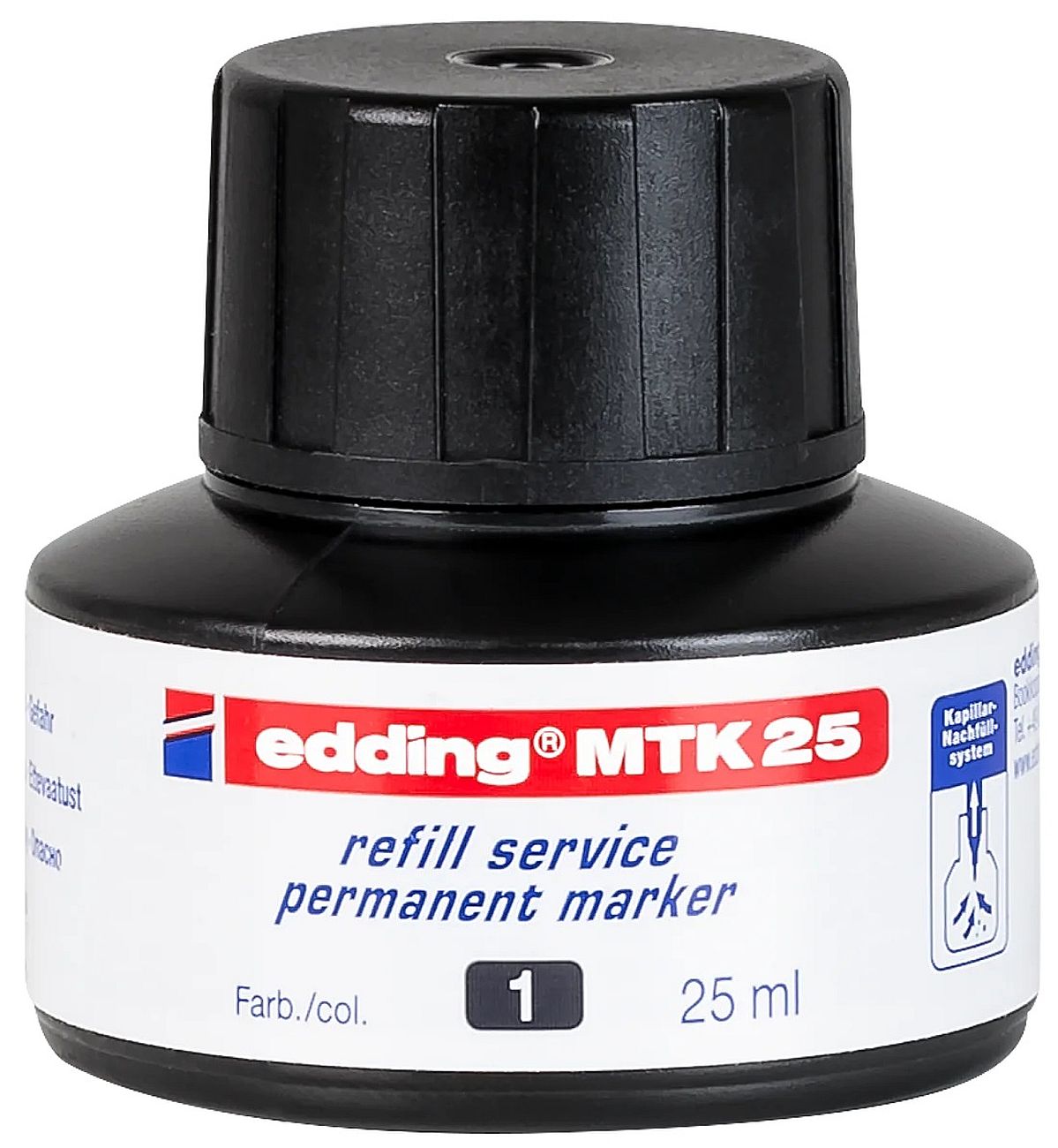 Μελάνι για μόνιμους μαρκαδόρους Edding MTK 25 - Μαύρο, 25 ml