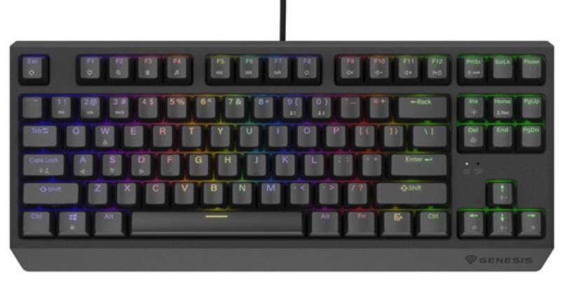 Μηχανικό πληκτρολόγιο Genesis - Thor 230 TKL, Outemu Red, RGB, μαύρο