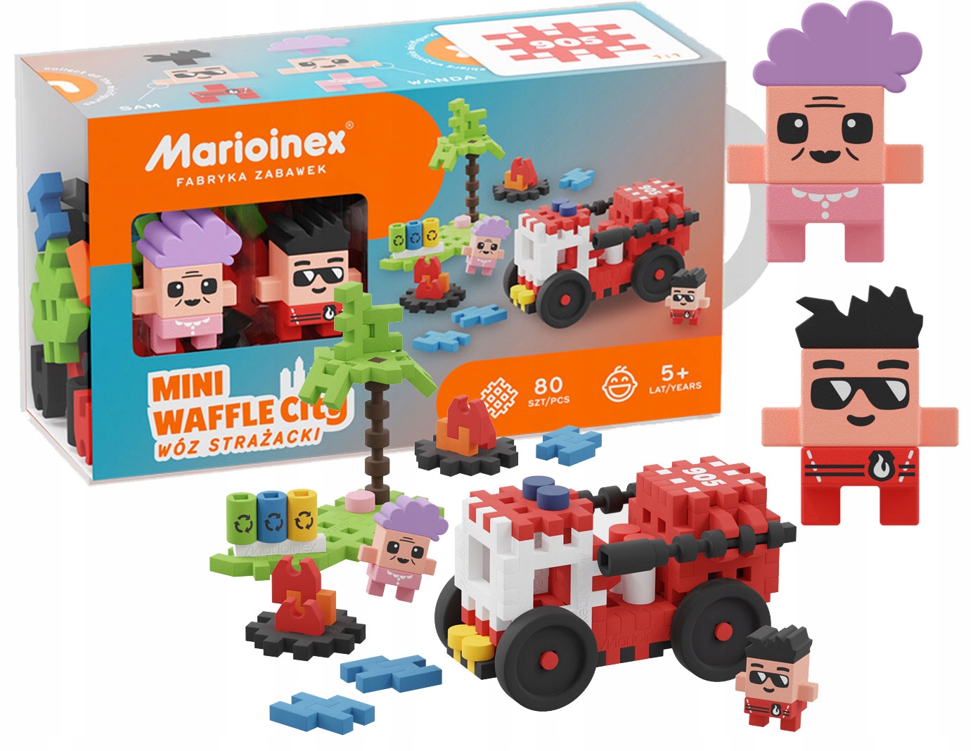 Μίνι κατασκευαστής waffle Marioinex - Κέντρο Πόλης, πυροσβεστικό όχημα, 80 τεμάχια