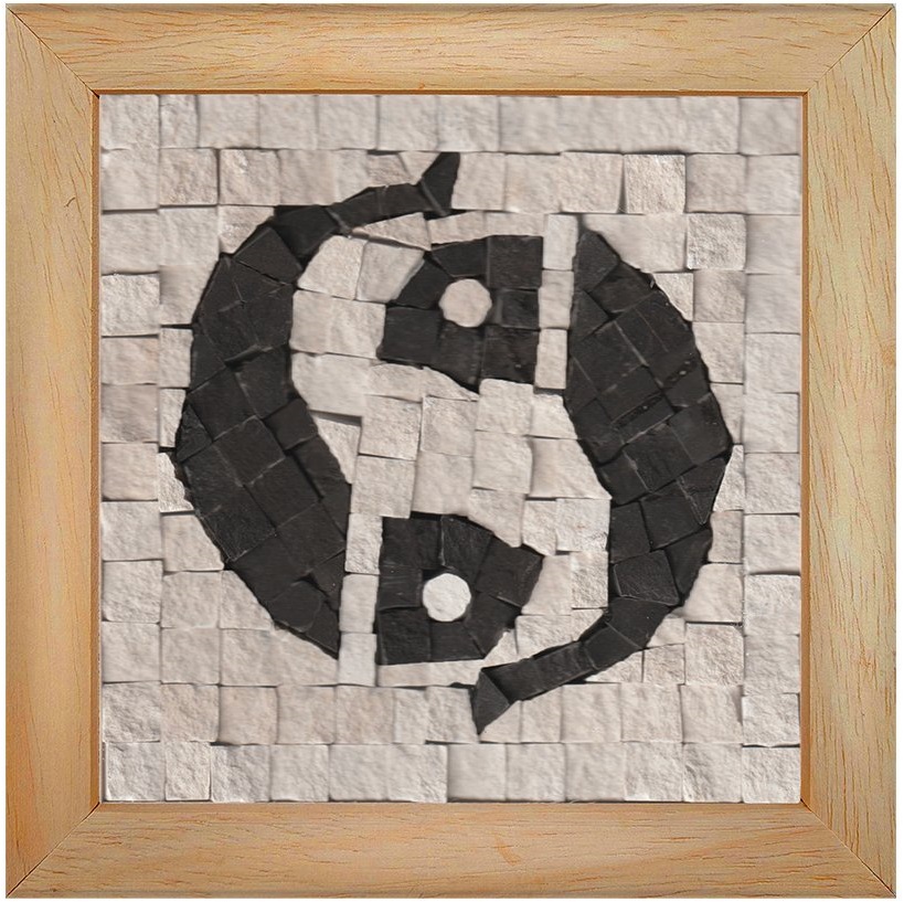 Πέτρινο μωσαϊκό Neptune Mosaic - Ζώδιο Ιχθύες, με κορνίζα
