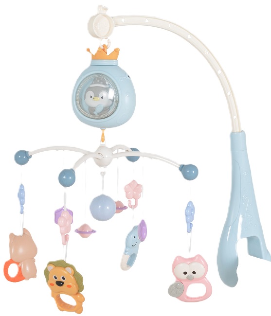 Μόμπιλε κούνιας Moni Toys - Πιγκουίνος, μπλε