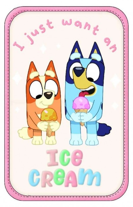 Κασετίνα με είδη Graffiti Bluey - Ice Cream, 2 φερμουάρ