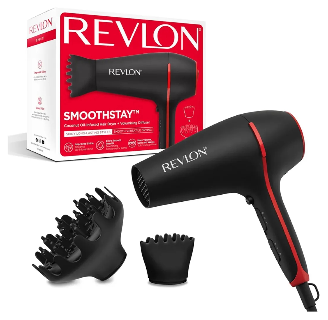 Σεσουάρ Revlon - Smoothstay, RVDR5317E, 2000 W, ιονιστικό, μαύρο/κόκκινο