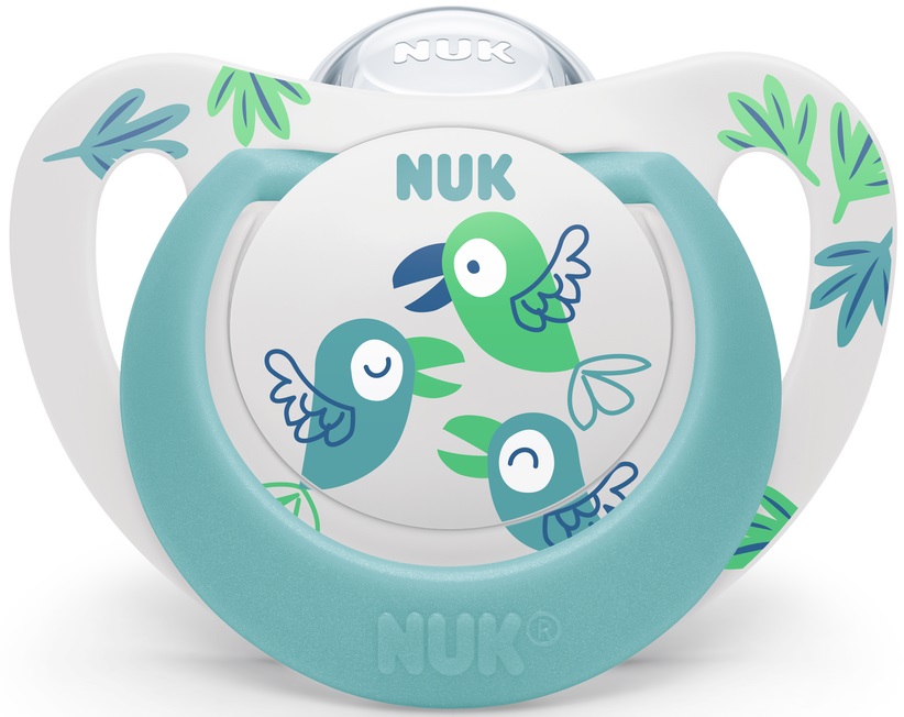 Πιπίλα σιλικόνης Nuk - Star, άνωτων 18 μηνών ,μπλε με πουλιά