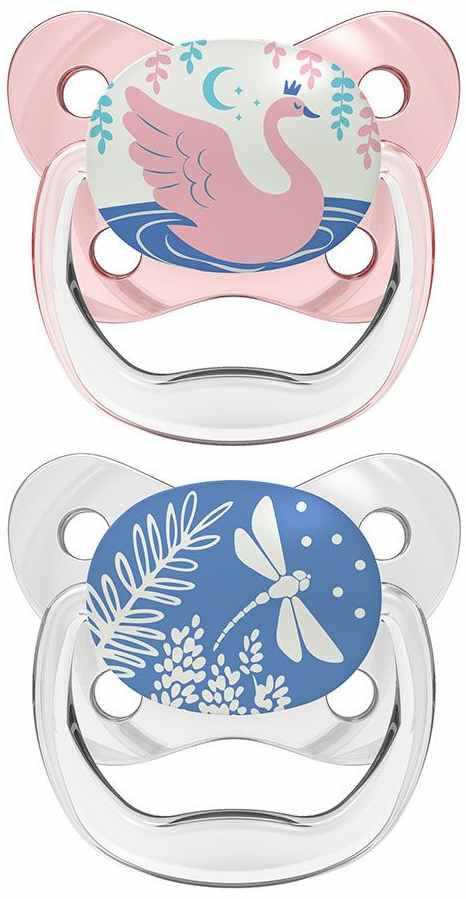 Φωτιζόμενες πιπίλες Dr.Brown's PreVent -0+ μηνών, 2 τεμάχια, Ροζ