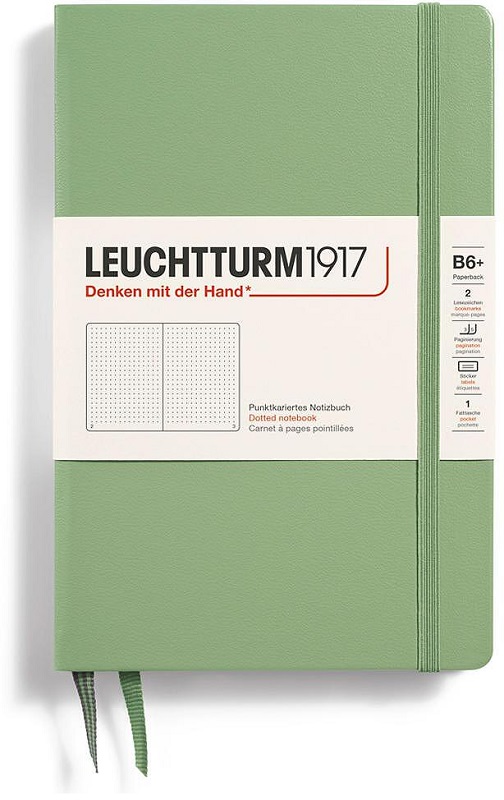 Σημειωματάριο Leuchtturm1917 Paperback - B6+, ανοιχτό πράσινο, διακεκομμένες σελίδες, σκληρό εξώφυλλο