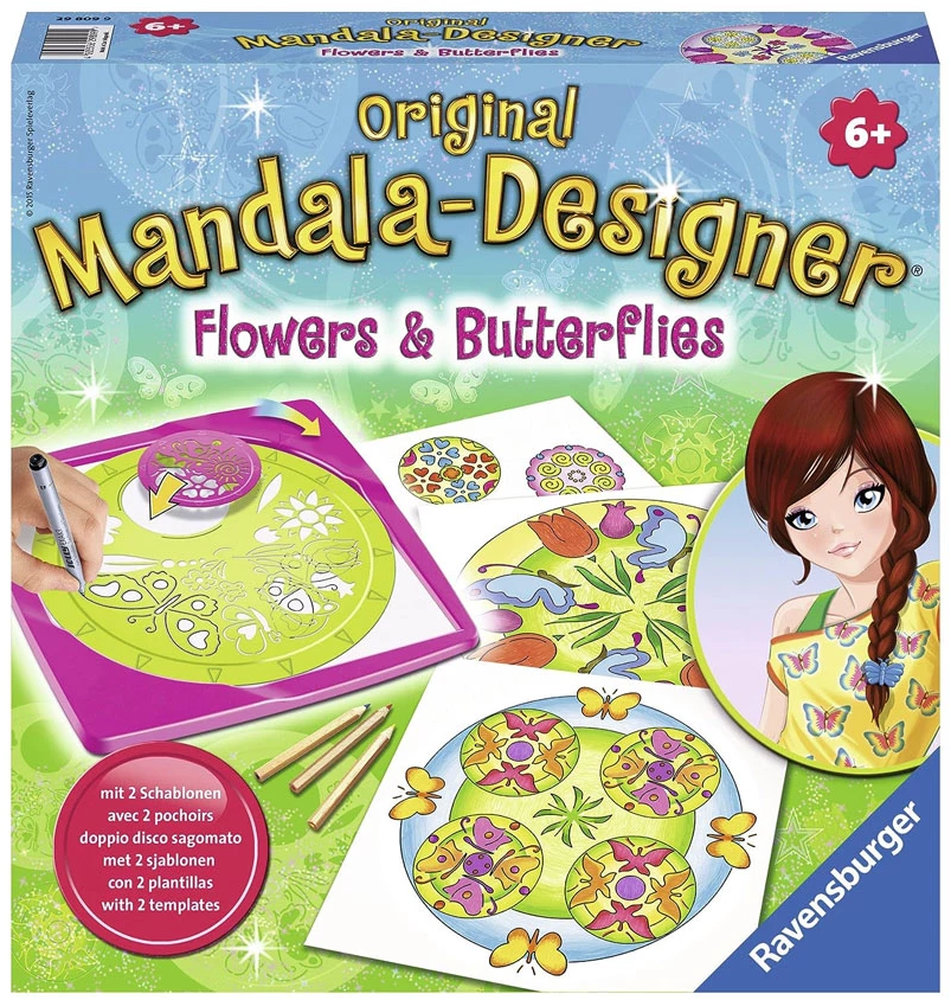 Δημιουργικό σετ Ravensburger - Σχεδιαστής Μαντάλα - Λουλούδια και Πεταλούδες