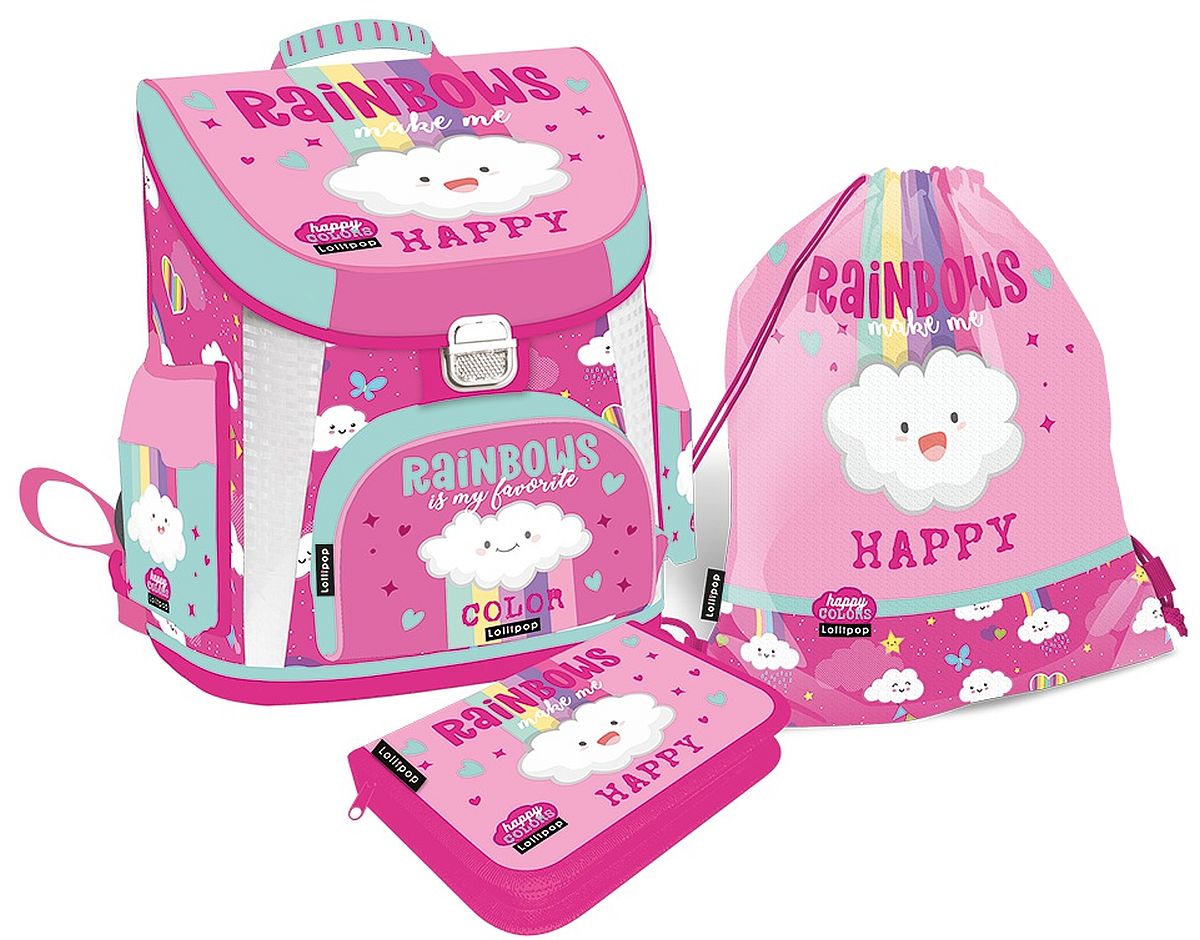 Σχολικό σετ Lizzy Card Lollipop Rainbow - Τσάντα πλάτης, κασετίνα και αθλητική τσάντα