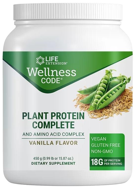 Wellness Code Plant Protein Complete, βανίλια, 450 g, Life Extension