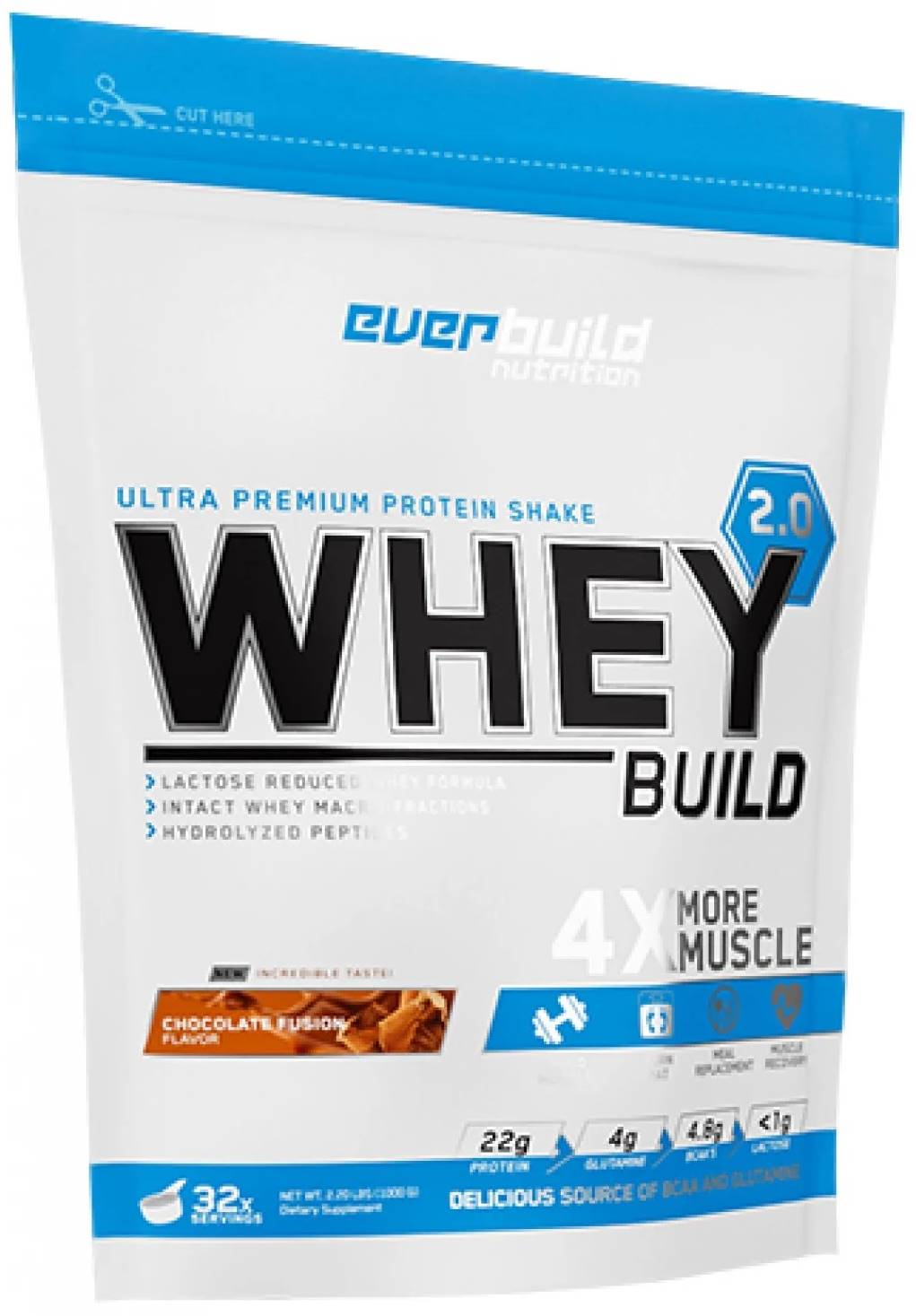 Whey Build 2.0, μόκα καπουτσίνο, 1000 g, Everbuild